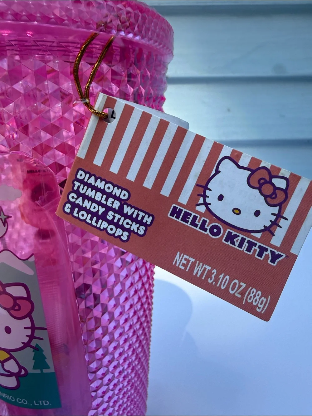 Hello Kitty Hot Pink Studded Tumbler with Straw